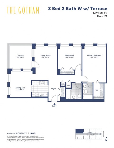 the gotham 2 bed 2 bath floor plan